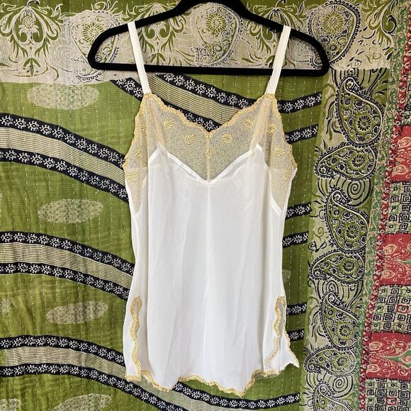 Victoria's Secret Dresses & Skirts - 90's Victoria's Secret Ivory/ Gold Sheer Chiffon Mini Slip Dress Size Medium